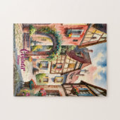 Puzzle Colmar France Alsace Watercolor Travel Custom Text (Horizontal)