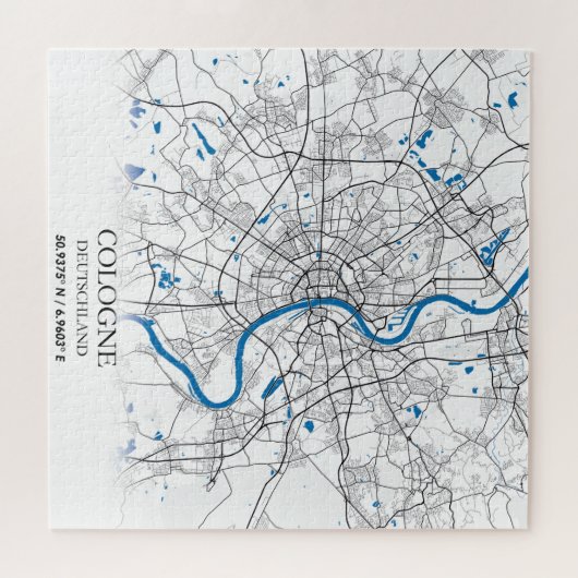 Puzzle Cologne Deuschland City Map Voyage Simple Minimal (Horizontal)