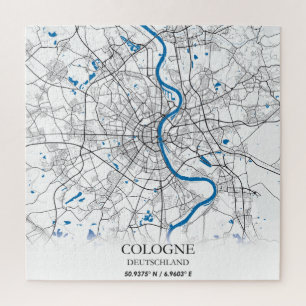 Puzzle Cologne Deuschland City Map Voyage Simple Minimal