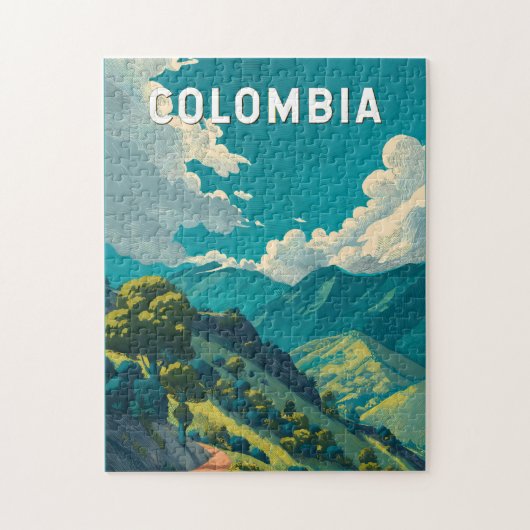 Puzzle Colombia Illustration Travel Art Vintage (Vertical)