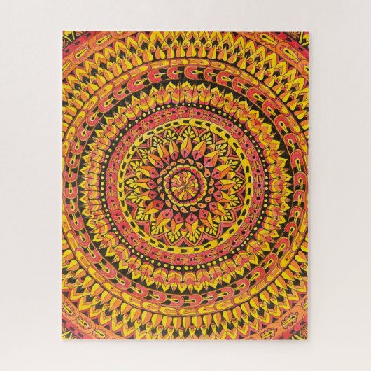 Puzzle Color Orange Mandala Original Art Difficult (Vertical)