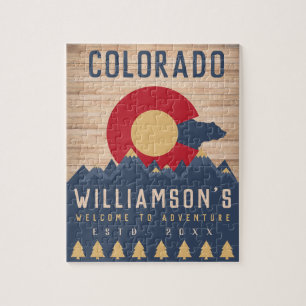 Puzzle Colorado Mountains Vintage Co Drapeau Bois