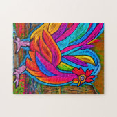 Puzzle Coloré Abstrait Cartoon Barn Rooster (Horizontal)