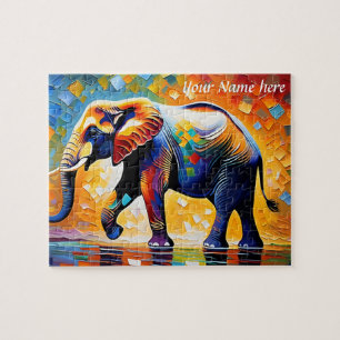 Puzzle Coloré Abstrait Eléphant Majestic