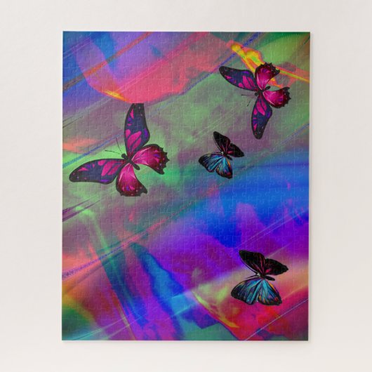 Puzzle Coloré abstrait et papillons (Vertical)