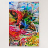 Puzzle Coloré Abstrait expressionniste Art Chat Imprimer" (Vertical)