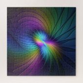 Puzzle Coloré Avec Bleu Moderne Art Fractal Abstrait (Horizontal)