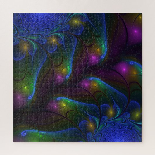 Puzzle Coloré Lumineux Abstrait moderne Trippy Fractal (Vertical)