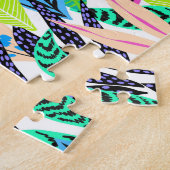Puzzle Coloré Moderne Forêt Tropicale Feuille Motif (Côté)