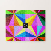 Puzzle Coloré Moderne Géométrique Multicolore | Monogramm (Horizontal)