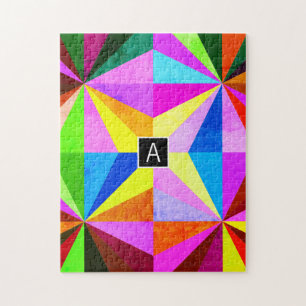 Puzzle Coloré Moderne Géométrique Multicolore Monogramm