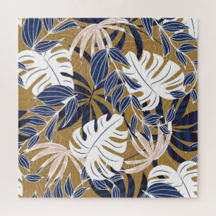Puzzle Coloré Tropical Feuille Orange Arrière - plan