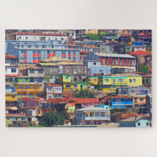 Puzzle colored buildings valparaiso