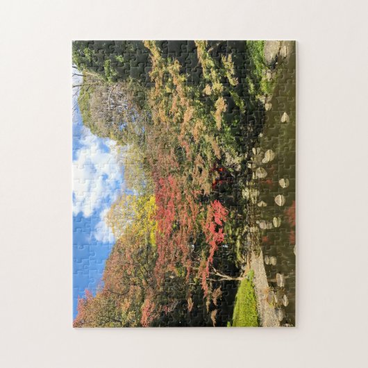 Puzzle Colored Maple Trees by Pond (Vertical)