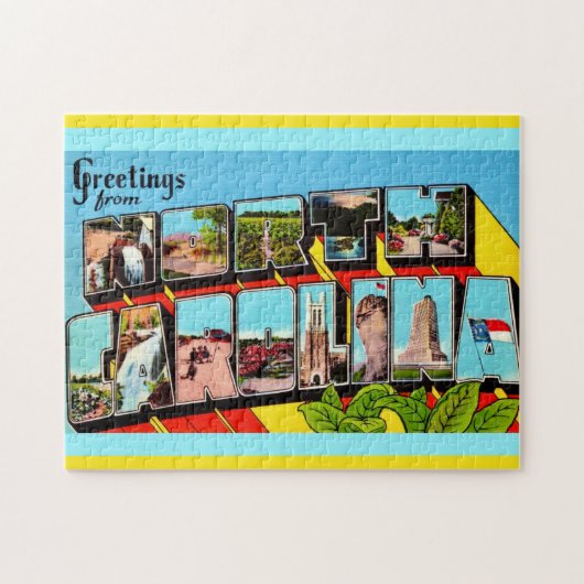 Puzzle Colorée Retro Caroline du Nord (Horizontal)