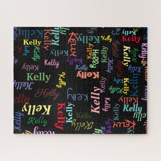 Puzzle Colorful Black Fun Difficile Difficile Monogrammé (Horizontal)