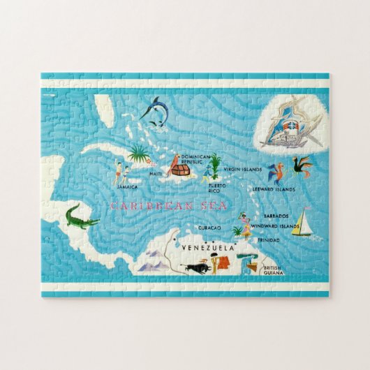 Puzzle Colorful Caribbean Map (Horizontal)