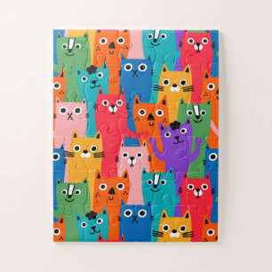 Puzzle Colorful cats pattern