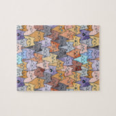Puzzle Colorful Cute Cat Crowd Pattern Whimsical Cat Face (Horizontal)