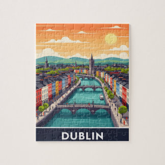 Puzzle Colorful Dublin Cityscape – River Liffey & Bridges
