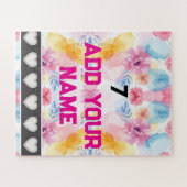 Puzzle Colorful Flowers - Name Number Socks (Horizontal)