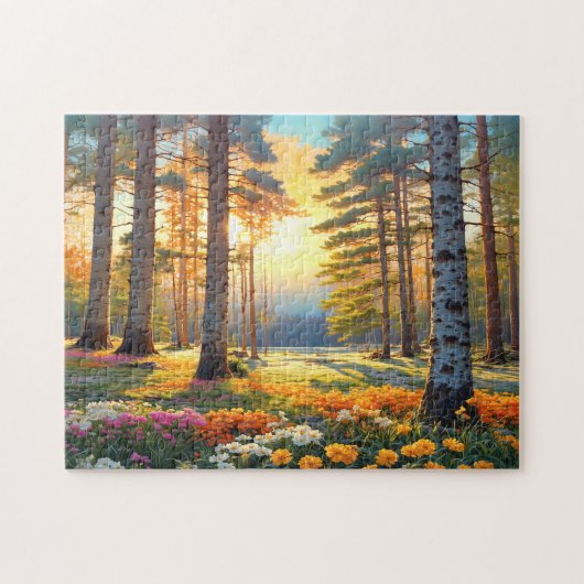Puzzle Colorful Forest Flowers and Sunshine art (Horizontal)