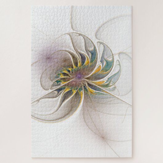 Puzzle Colorful fractal ornament. Flower art (Vertical)