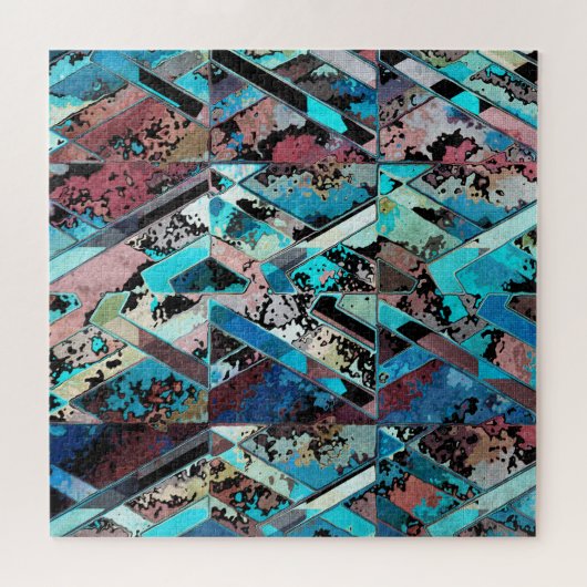 Puzzle Colorful Geometric Abstract Pattern (Horizontal)