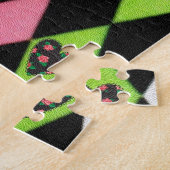 Puzzle Colorful harlequin Print with Rose Hearts (Côté)