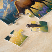 Puzzle Colorful Meadow Elk with Flowers Art (Côté)