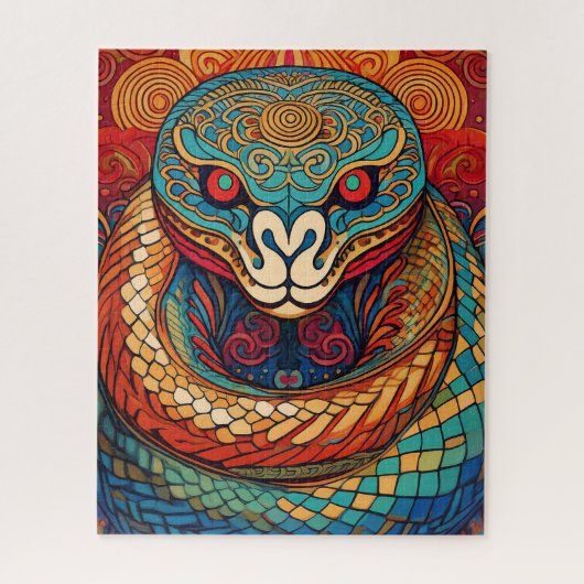 Puzzle Colorful Snake in Intricate Swirls and Patterns (Vertical)