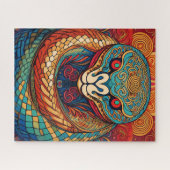 Puzzle Colorful Snake in Intricate Swirls and Patterns (Horizontal)