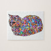 Puzzle Colorful Stained Glass Cat (Horizontal)