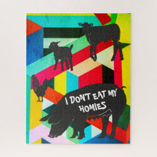 Puzzle Colorful Vegan I Don't Eat My Homies Hard