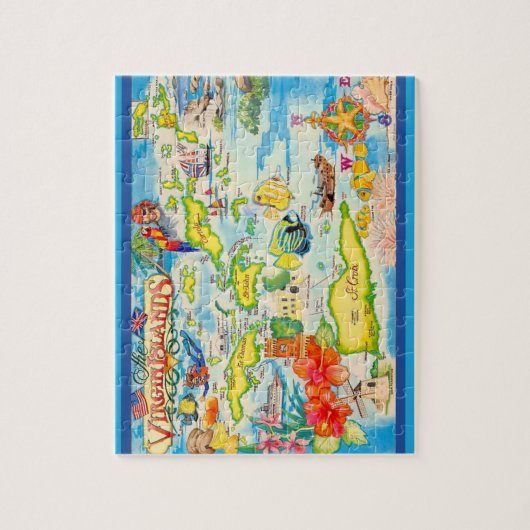 Puzzle Colorful Virgin Islands Map 8x10 (Vertical)