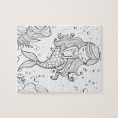 Puzzle Coloriage Océan Sirène Mignonne (Horizontal)