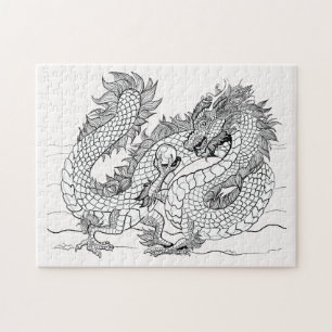 Puzzle Coloriez votre propre Linéaire Pearl Dragon