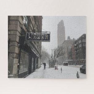 Puzzle Columbus Avenue Liqueur Store NYC Snowstorm Winter