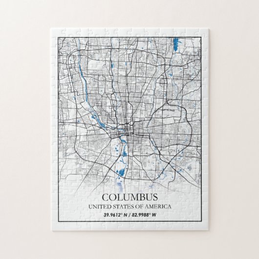Puzzle Columbus Ohio USA Travel City Map Poster (Vertical)