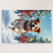 Puzzle Combat de boules de neige de Border Terrier Peintu (Horizontal)