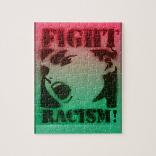 Puzzle Combattre le racisme en rouge noir et vert (Vertical)