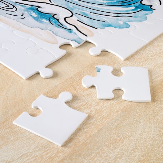 Puzzle Comic Bird Beach Wind Check Postcard (Côté)