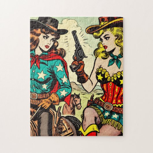 Puzzle Comics Western Cowgirl vintage (Vertical)