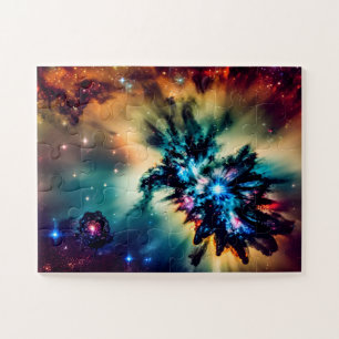 Puzzle Complexe indigo étoile cosmique couleurs vives uni
