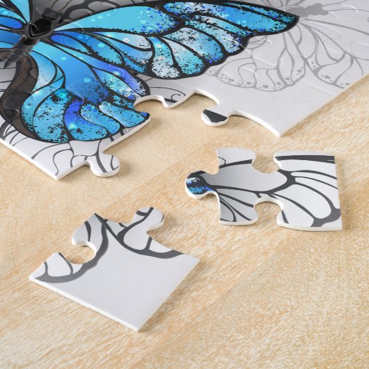 Puzzle Composition des papillons blancs et bleus (Côté)