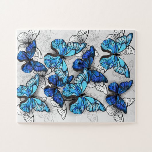 Puzzle Composition des papillons blancs et bleus (Horizontal)