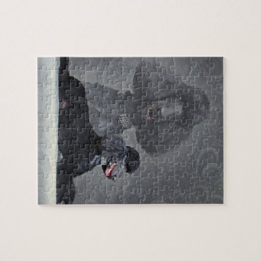 Puzzle Composition noire élégante en caniche standard (Horizontal)