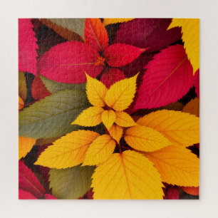 Puzzle Conception botanique de feuilles d'automne colorée
