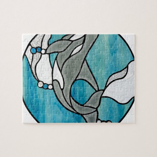 Puzzle Conception d'art en verre souillé de baleine (Horizontal)
