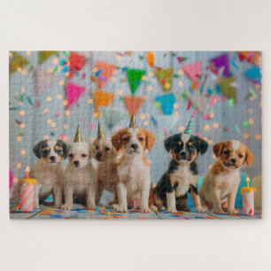Puzzle Conception de célébration d'anniversaire de chiots